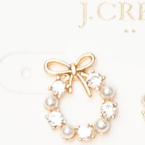 NWT J. Crew Winter Wreath Stud in White Crystal Goldtone Post Earrings - Picture 5 of 9